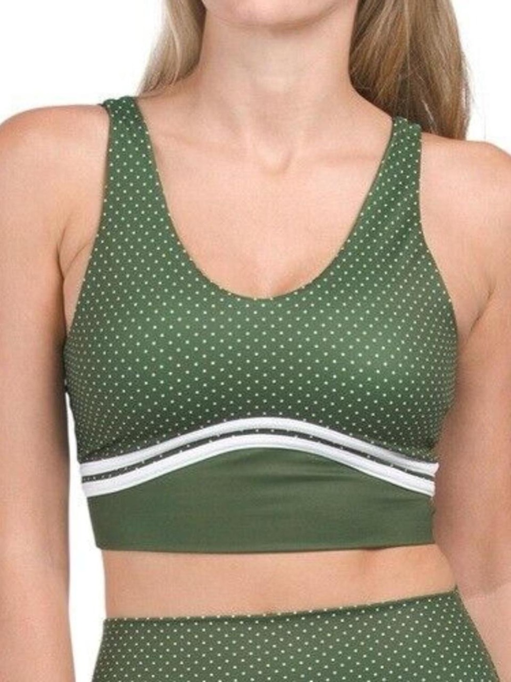 Wilo the Label Polka Dot Sports Bra Green White Built in Bra Like New Sz Small